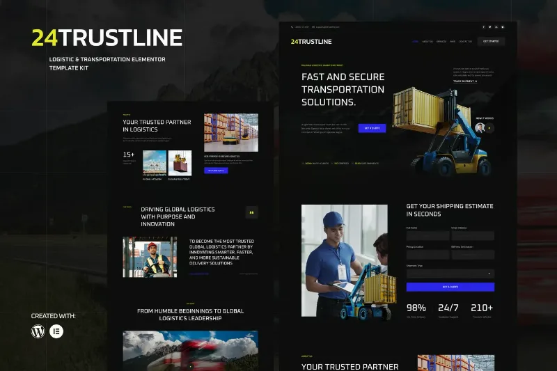 24TrustLine - Logistic & Transportation Elementor Template kit