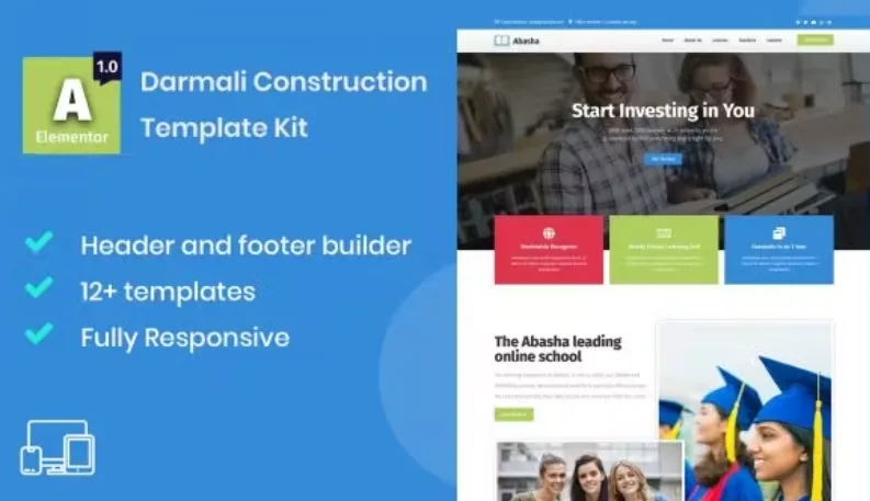 Abasha – Education & Learning Courses Elementor Template