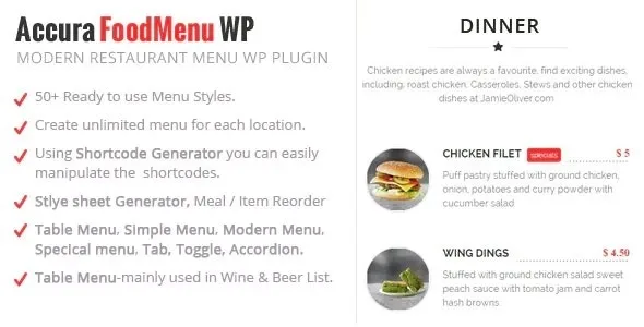 Accura FoodMenuWP