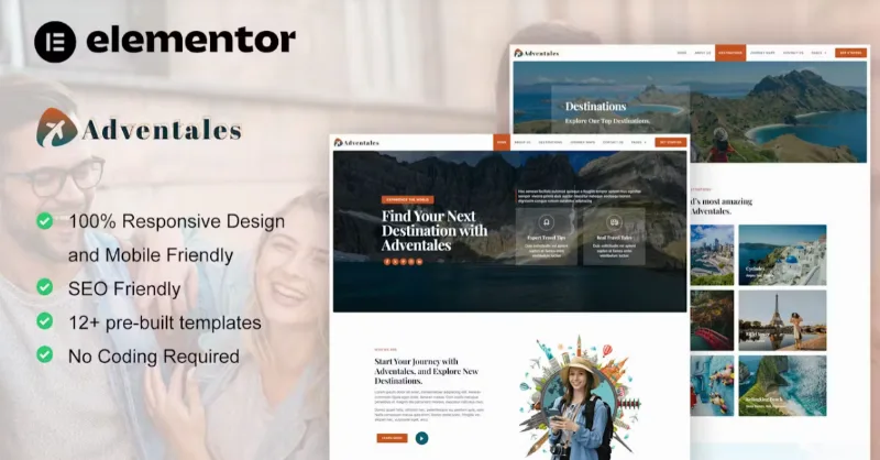 Adventales – Modern Travel Blog Elementor Template