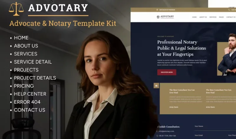 Advotary – Notary Public & Legal Services Elementor Template