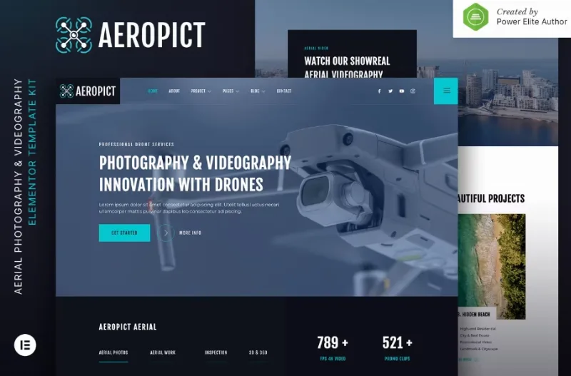 Aeropict – Drone Aerial Photography & Videography Elementor Template