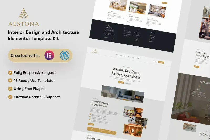 Aestona - Interior Design & Architecture Elementor Template Kit