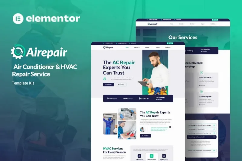 Airepair – Air Conditioner Repair Service Elementor Template