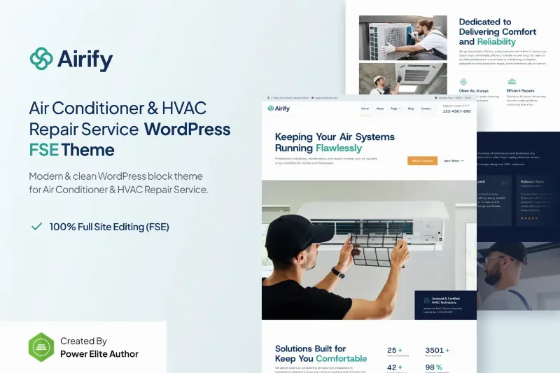 Airify – HVAC Repair Service FSE WordPress Theme