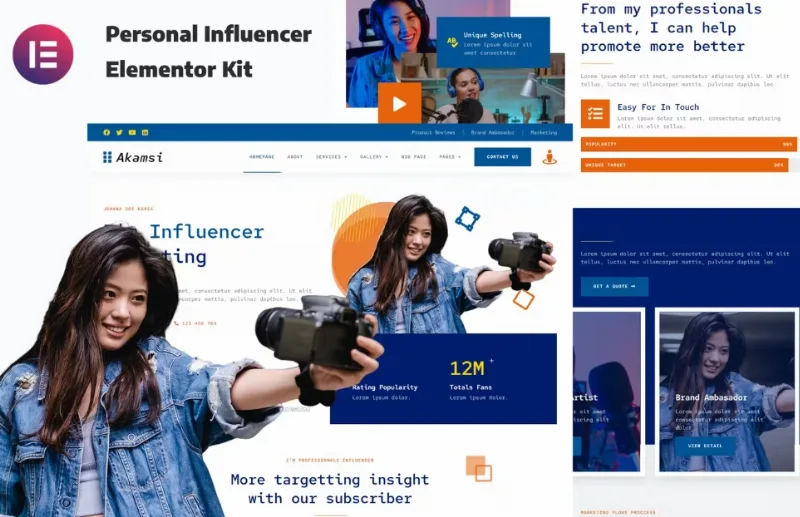 Akamsi – Personal Influencer Elementor Template