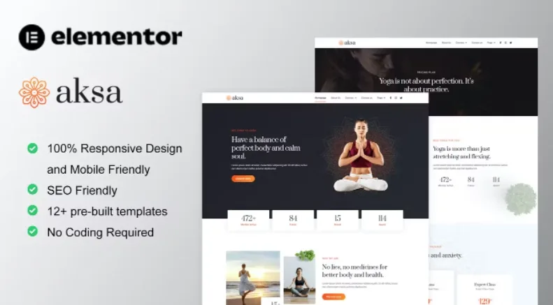 Aksa – Yoga Teacher & Studio Elementor Template