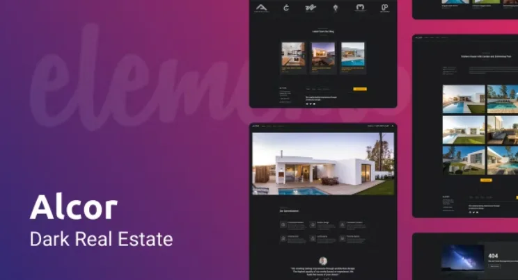 Alcor — Dark Real Estate Elementor Template