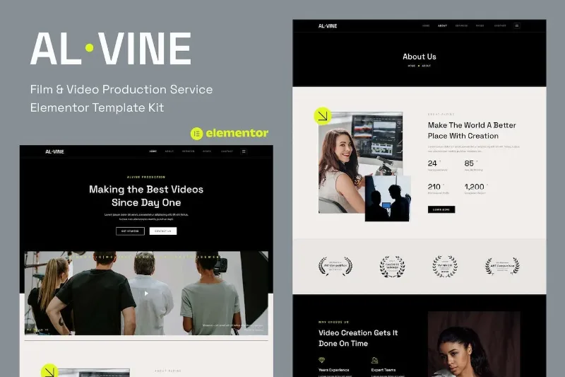 Alvine – Film & Video Production Service Elementor Template