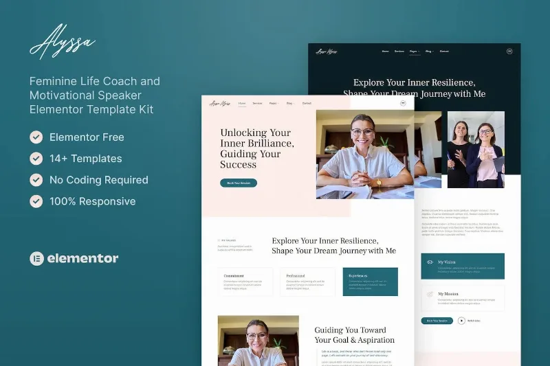 Alyssa – Feminine Life Coach & Motivational Speaker Elementor Template