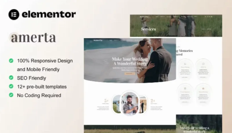 Amerta – Wedding Photography Service Elementor Template