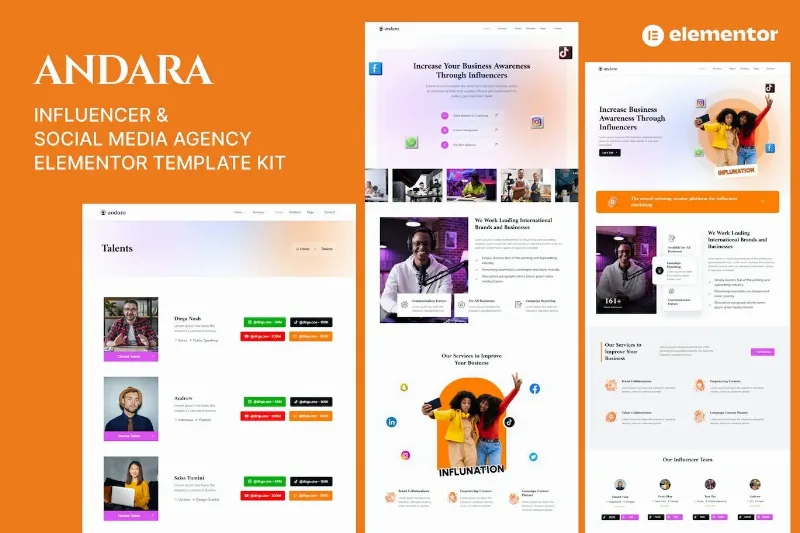 Andara – Influencer & Social Media Agency Template