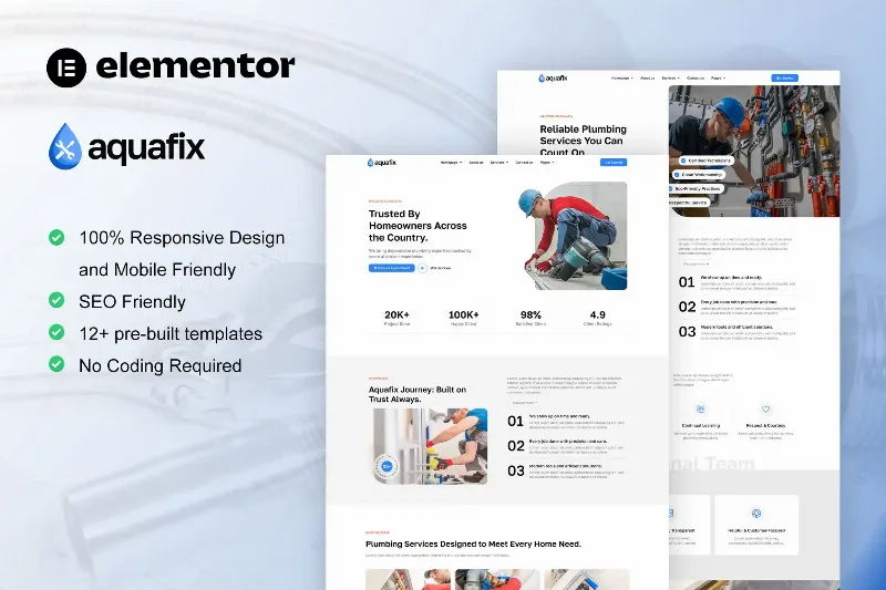 Aquafix - Plumber & Repair Service Elementor Template Kit