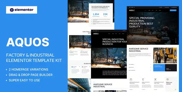 Aquos Factory and Industrial Elementor Template Kit