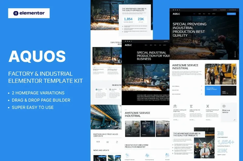 Aquos – Factory & Industrial Elementor Pro Template