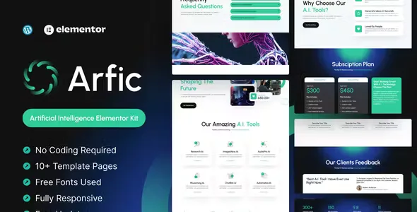 Arfic Artificial Intelligence Elementor Template Kit