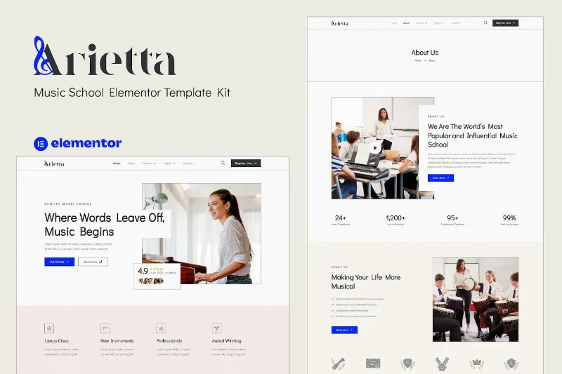 Arietta – Music School Elementor Template