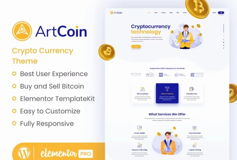 ArtCoin | Bitcoin & Cryptocurrency Elementor Template