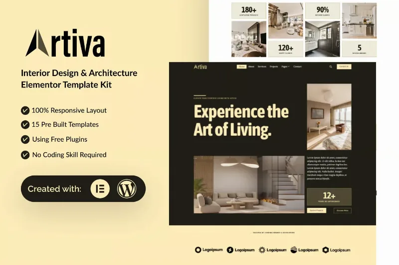 Artiva - Interior Design & Architecture Elementor Template Kit