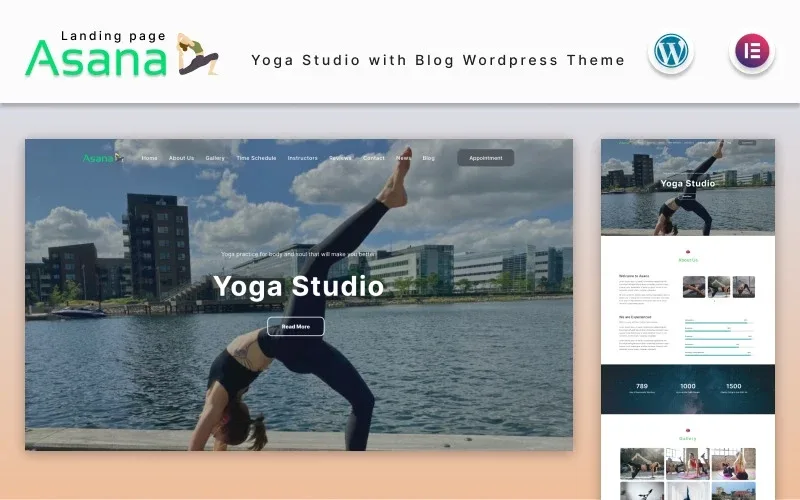 Asana – Yoga Studio Landing page with Blog WordPress Theme