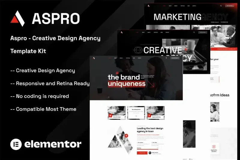 Aspro – Creative Design Agency Elementor Template Kit