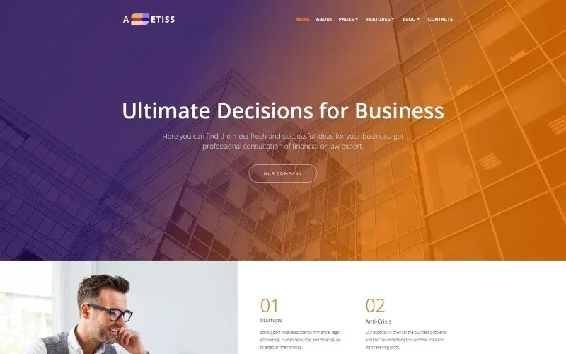Assetiss – Modern Business Advisor WordPress Elementor Theme WordPress Theme