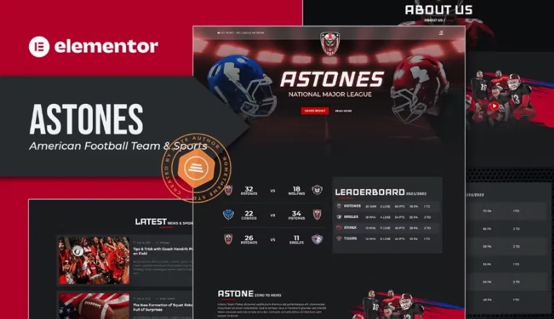 Astones – American Football Team & Sports Elementor Template