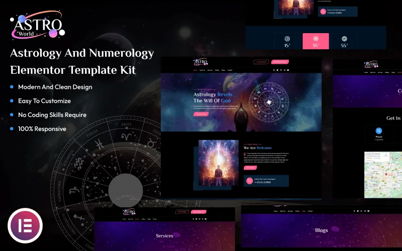 Astro World - Astrology And Numerology Elementor Template Kit