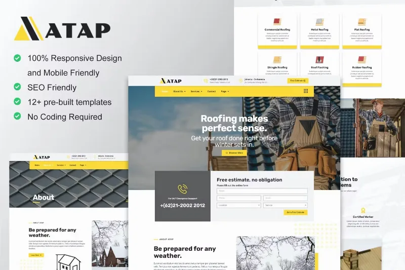 Atap – Roofing Service & Construction Elementor Template