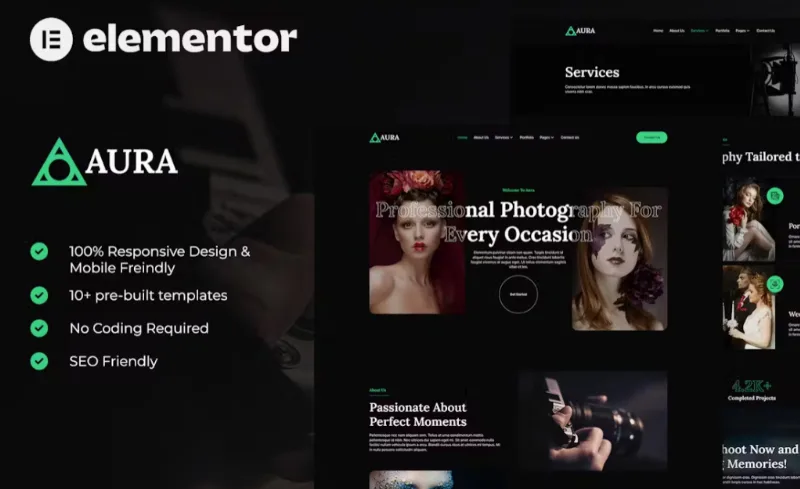 Aura – Photography & Portfolio Elementor Template