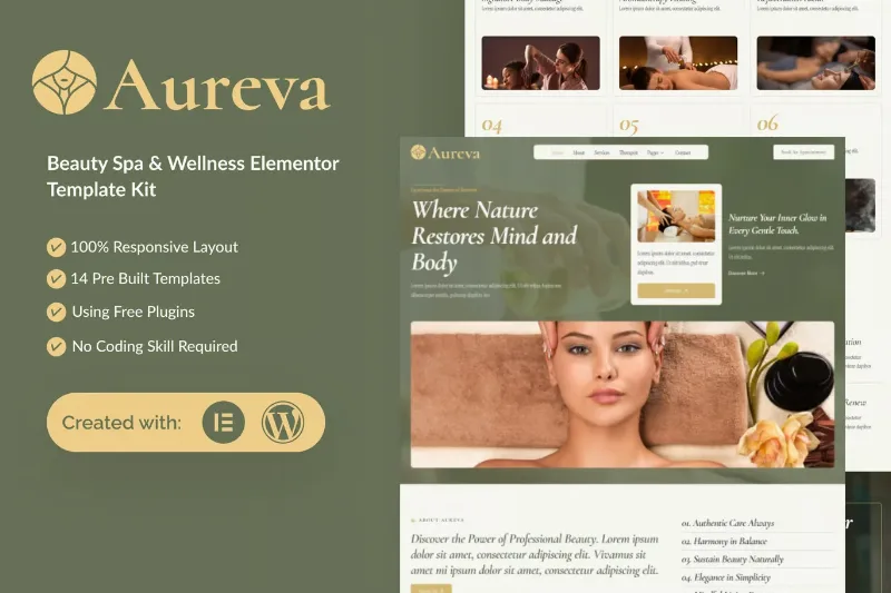 Aureva - Beauty Spa & Wellness Elementor Template Kit