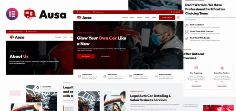Ausa – Autocar Salon & Detailing Services Elementor Template