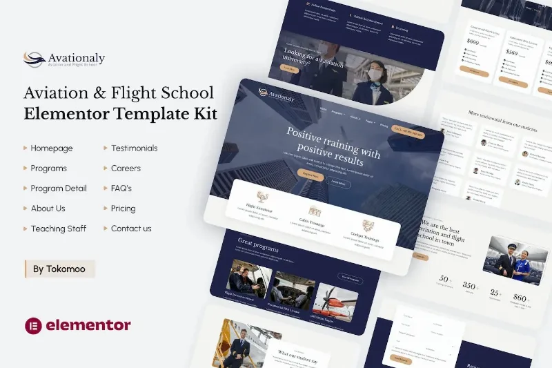 Aviationaly – Aviation & Flight School Elementor Template