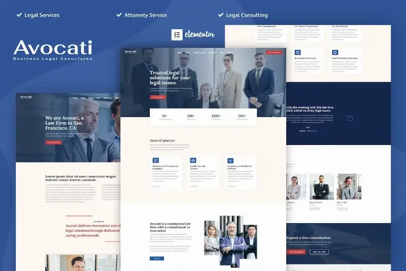 Avocati – Law Firm & Attorney Elementor Template Kit