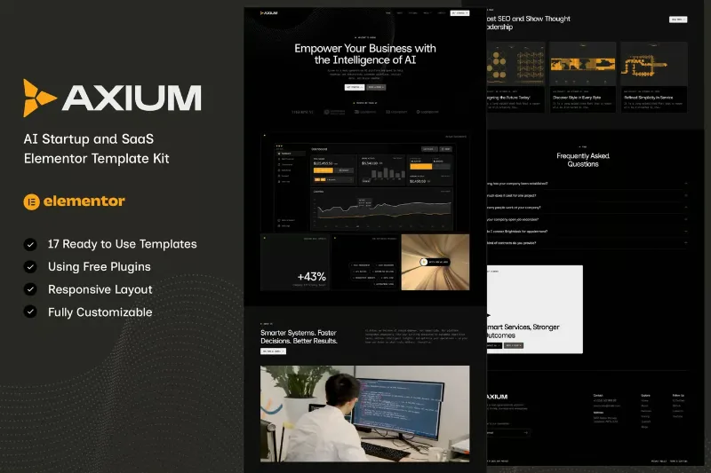 Axium - AI Startup & SaaS Elementor Template Kit