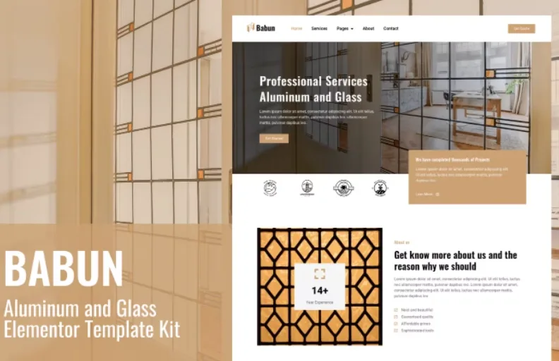 Babun – Aluminum and Glass Installation and Repair Services Elementor Template