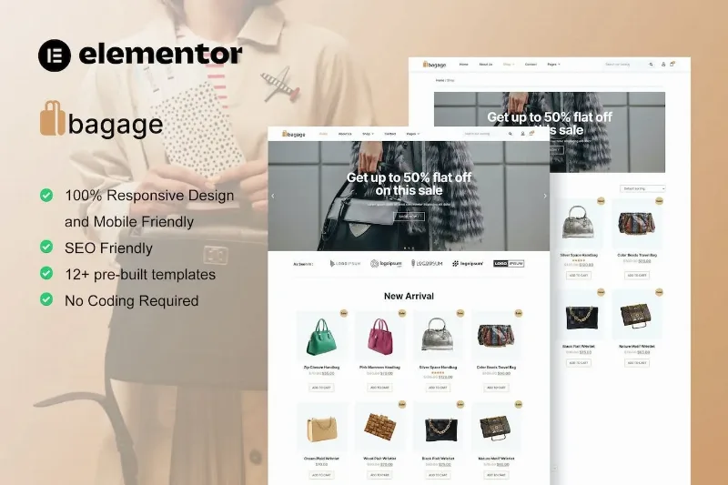 Bagage – Woocommerce Bag Store Elementor Pro Template