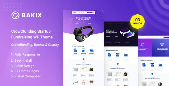 Bakix – Crowdfunding Startup and Fundraising WordPress Theme