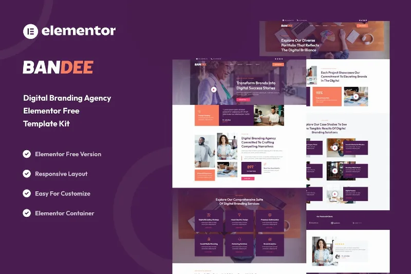 Bandee – Digital Branding Agency Elementor Template