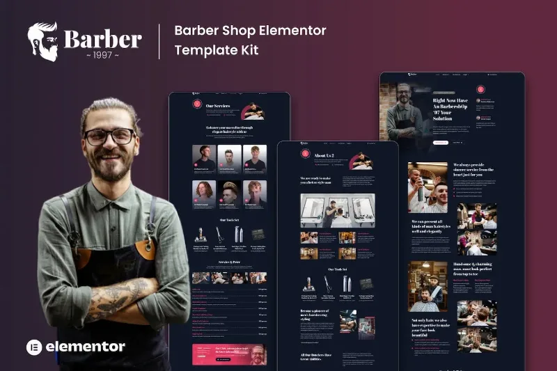 Barber 1997 – Barbershop Elementor Template