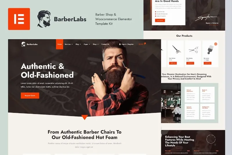 BarberLabs – Barber Shop Elementor Template