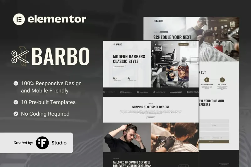 Barbo – Barbershop & Grooming Elementor Template Kit