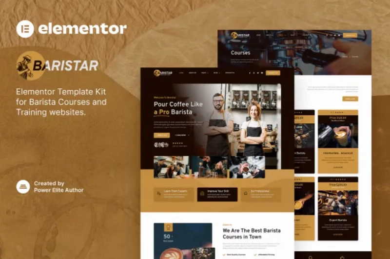Baristar – Barista Courses & Training Elementor Template