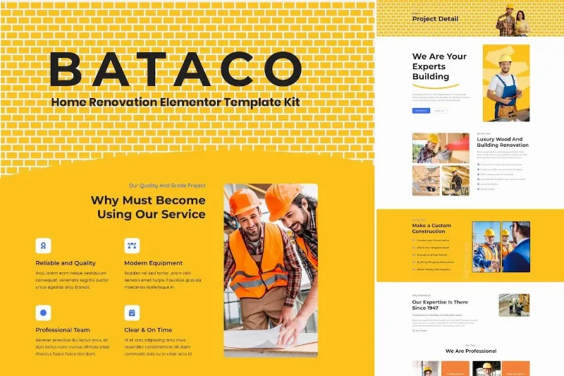 Bataco – Home Renovation & Construction Elementor Template