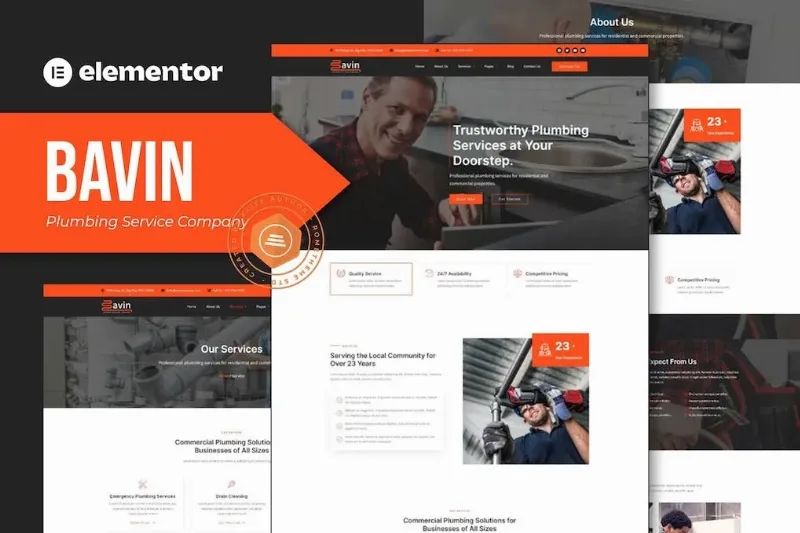 Bavin – Plumbing Service Company Elementor Template