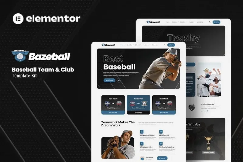 Bazeball – Sports Team Elementor Template