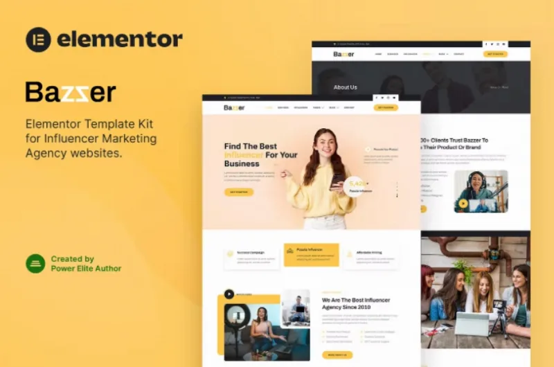 Bazzer – Influencer Marketing Agency Elementor Template
