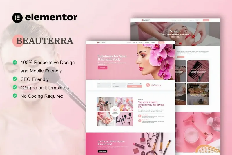 Beauterra – Makeup Artist & Beauty Salon Elementor Pro Template