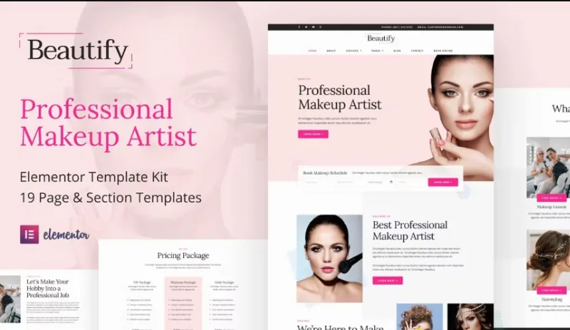 Beautify – Makeup Artist & Hair Stylist Elementor Template