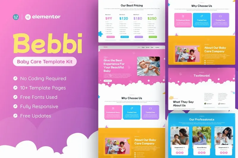 Bebbi – Creative Baby Care Elementor Pro Template